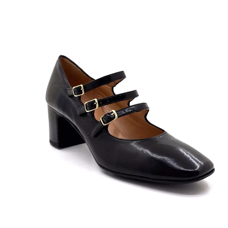 Ivoire B3505 Cuero Negro Brillante Ivoire Chaussures