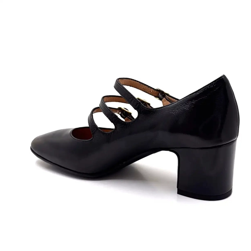 Ivoire B3505 Cuir Brillant Noir Ivoire Chaussures