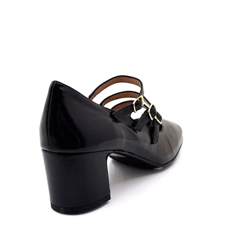 Ivoire B3505 Couro Preto Brilhante Ivoire Chaussures