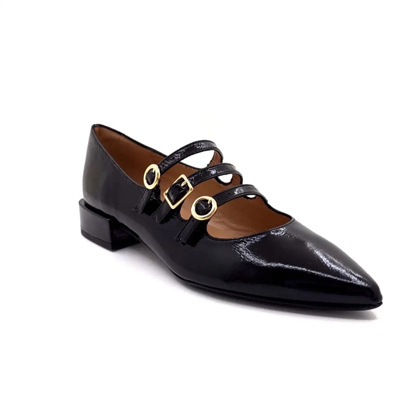 Ivoire Q3520 Cuir Vernis Noir Ivoire Chaussures