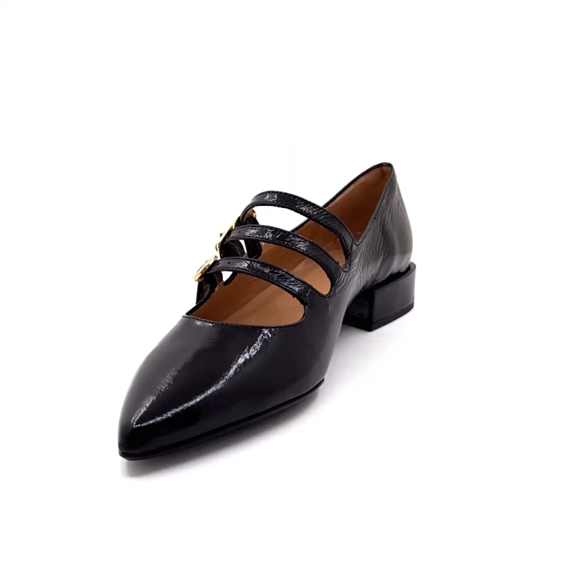 Ivoire Q3520 Cuir Vernis Noir Ivoire Chaussures