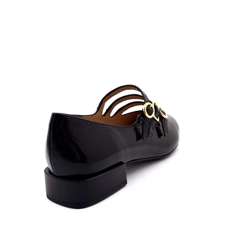 Ivoire Q3520 Cuir Vernis Noir Ivoire Chaussures