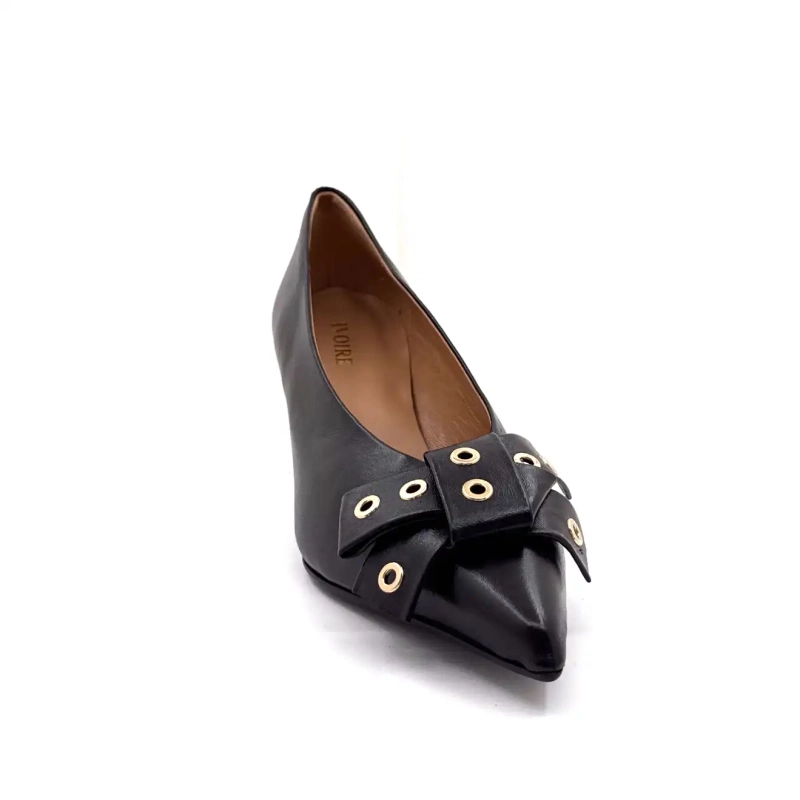 Ivoire X1522 Schwarzes Leder Ivoire Chaussures