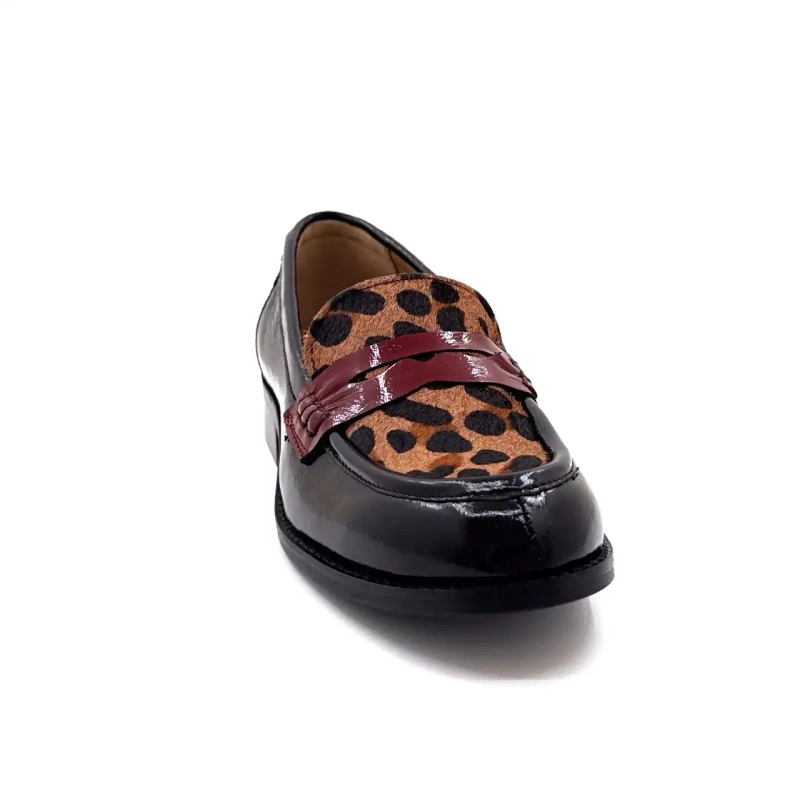 Ivoire 12816 Μαύρο Λουστρίνι Μπορντό & Λεοπάρ Ivoire Chaussures