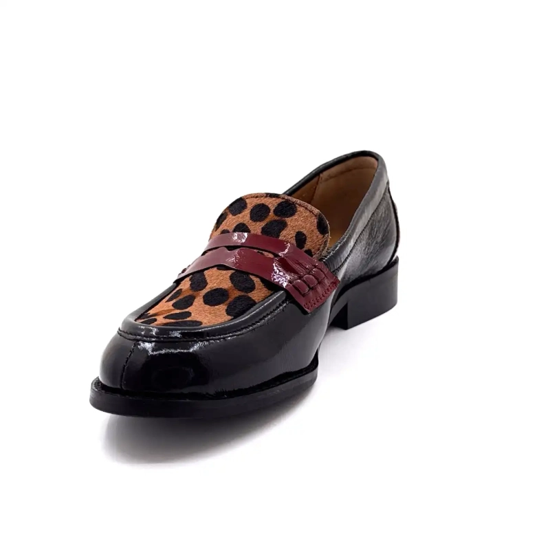 Ivoire 12816 Charol Negro Burdeos y Leo Ivoire Chaussures