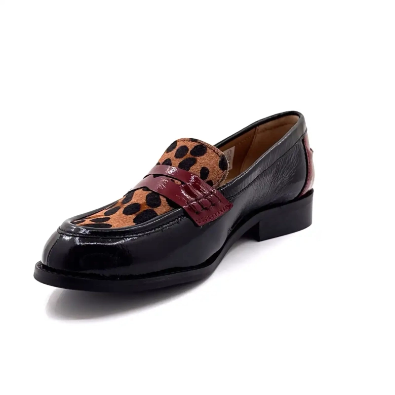 Ivoire 12816 Black Patent Leather Bordeaux & Leo Ivoire Chaussures