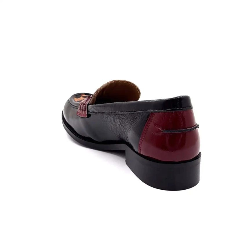 Ivoire 12816 Μαύρο Λουστρίνι Μπορντό & Λεοπάρ Ivoire Chaussures