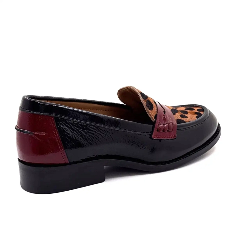 Ivoire 12816 Piele lăcuită neagră Bordeaux & Leo Ivoire Chaussures