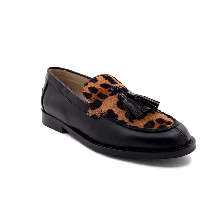 Ivoire 13543 Cuero negro y Leo Ivoire Chaussures