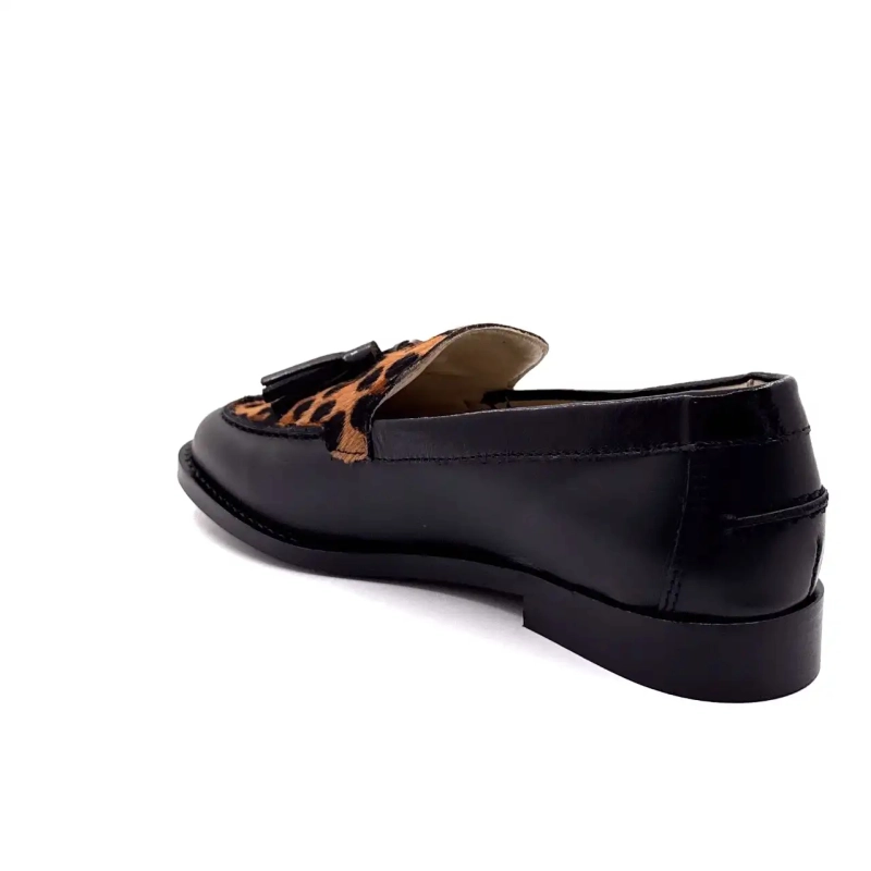 Ivoire 13543 Schwarzes Leder & Leo Ivoire Chaussures