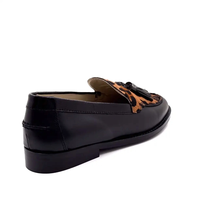Ivoire 13543 Pelle nera e Leo Ivoire Chaussures