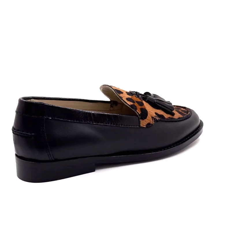 Ivoire 13543 Pelle nera e Leo Ivoire Chaussures