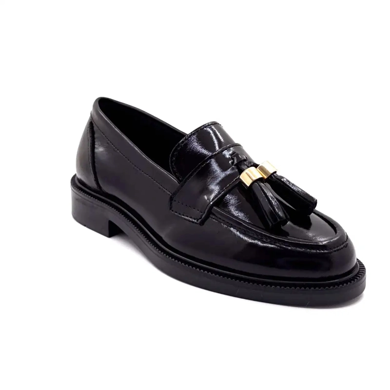 Ivoire 4823 Black Glazed Leather Ivoire Chaussures