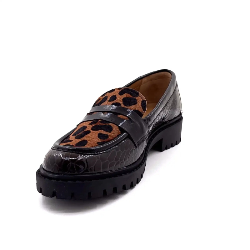 Ivoire 13371 Pony Piele lăcuită Maro Leo & Negru Ivoire Chaussures