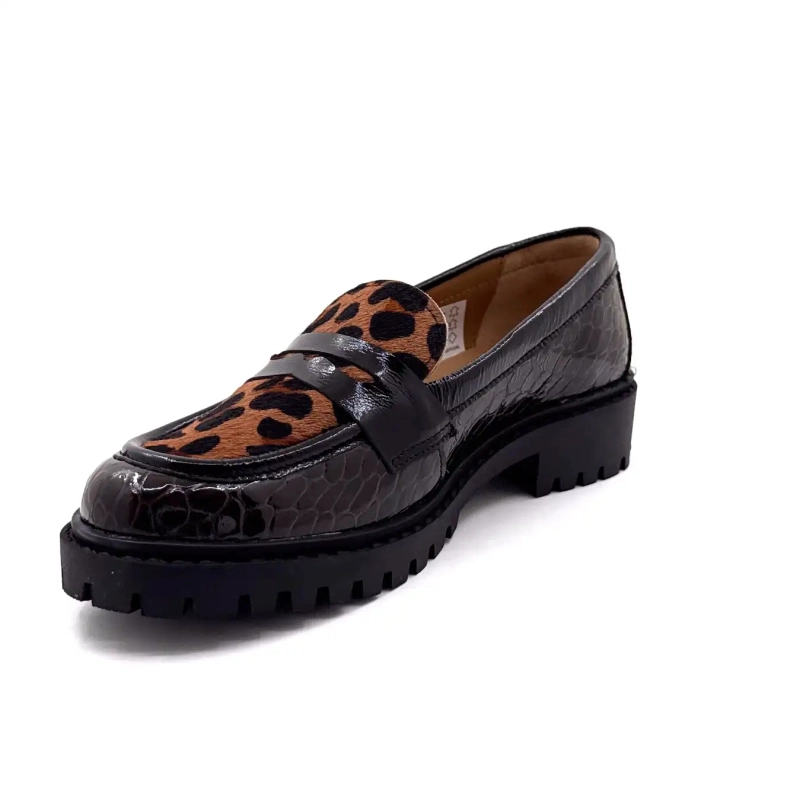 Ivoire 13371 Kucyk Skóra lakierowana Brązowy Lew i Czarny Ivoire Chaussures