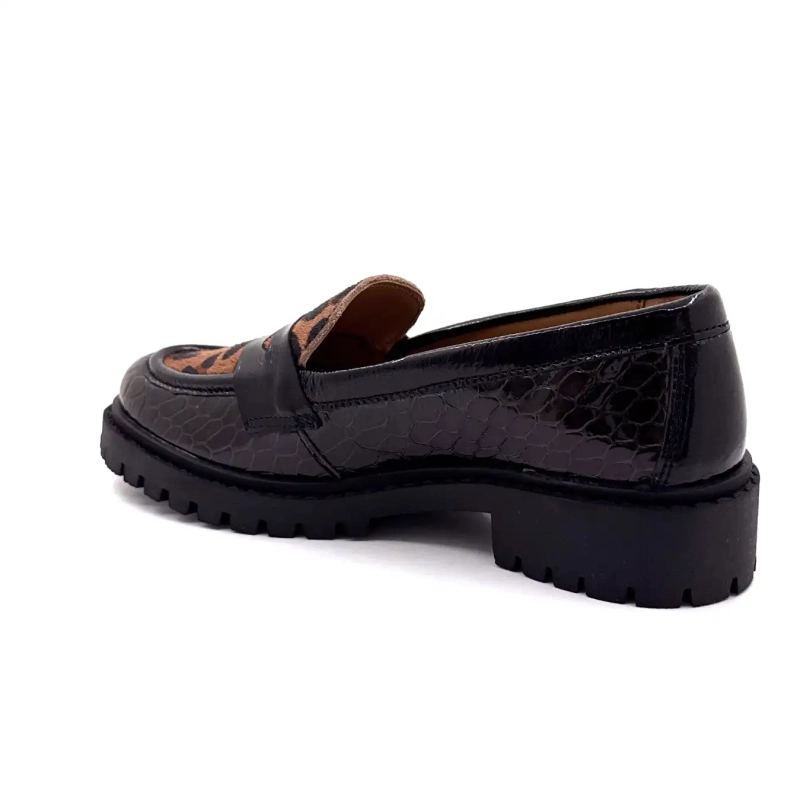 Ivoire 13371 Ponnylackat läder Brun Leo & Svart Ivoire Chaussures