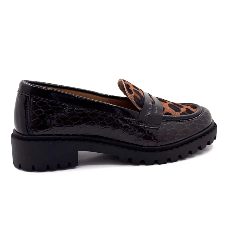 Ivoire 13371 Pony Piele lăcuită Maro Leo & Negru Ivoire Chaussures