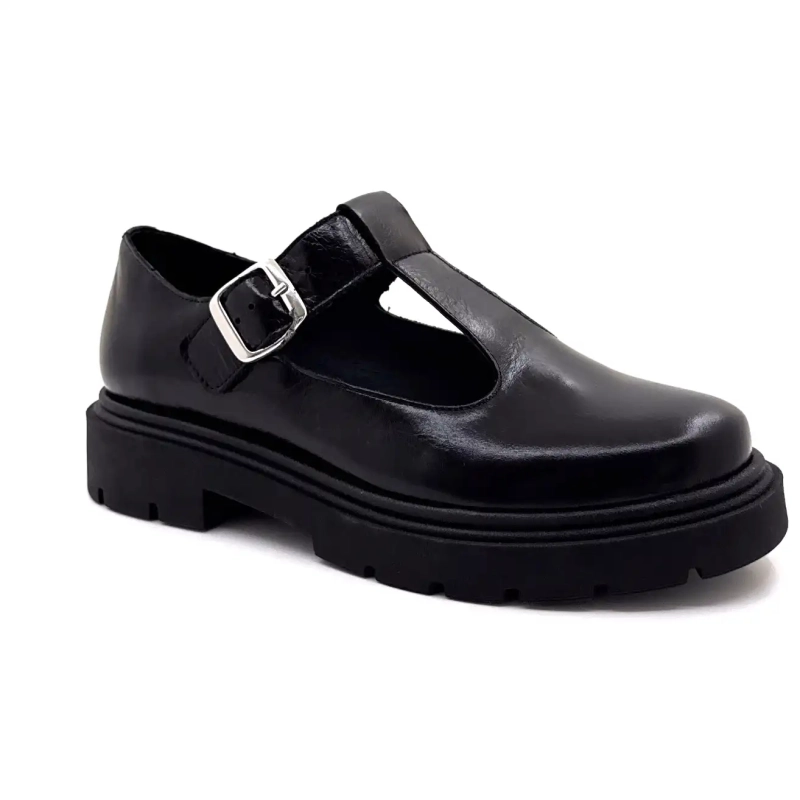 Ivoire 66141 Schwarzes Leder Ivoire Chaussures