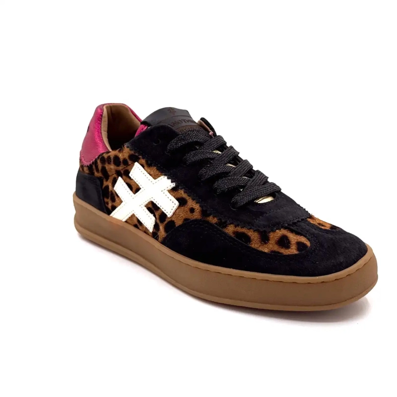 Another Trend A032 W4 A3 Zwart Leo Suede Fuchsia Leer Ivoire Chaussures