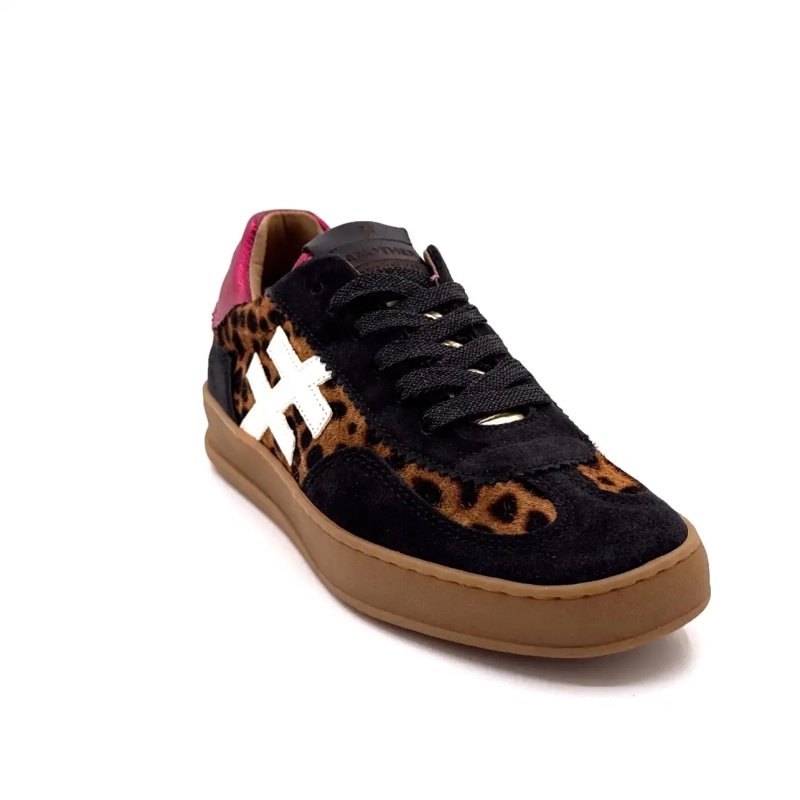 Another Trend A032 W4 A3 Black Leo Suede Fuchsia Leather Ivoire Chaussures