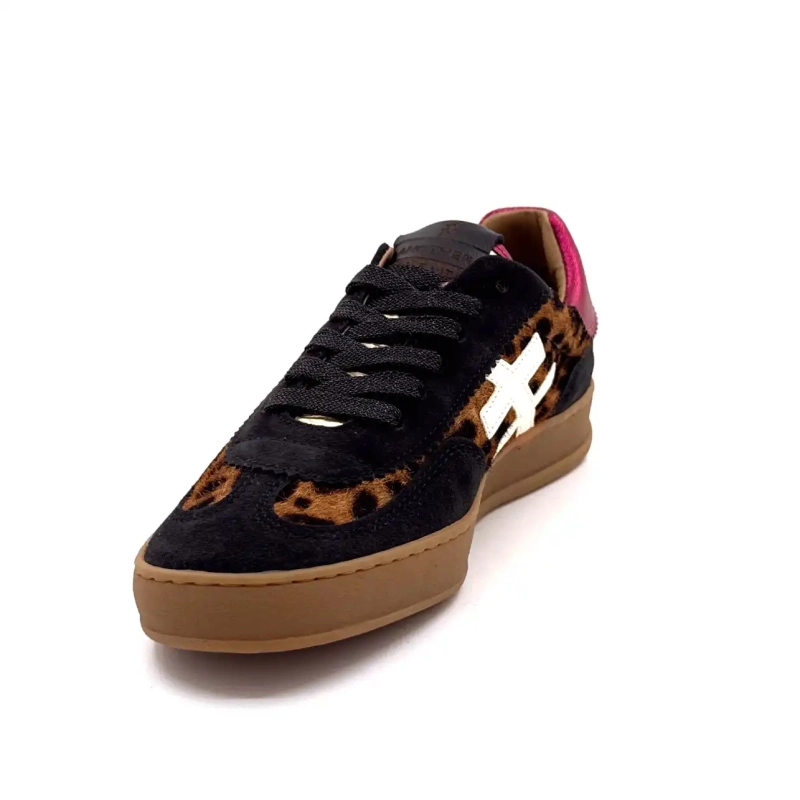 Another Trend A032 W4 A3 Μαύρο Λεοπάρ Σουέτ Φούξια Δέρμα Ivoire Chaussures