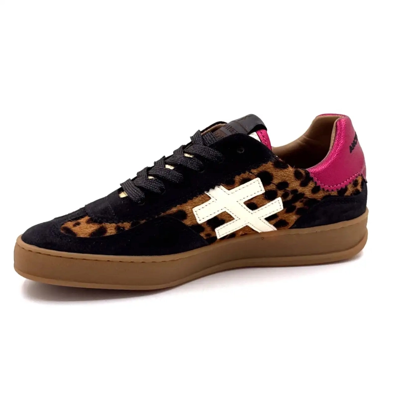 Another Trend A032 W4 A3 Zwart Leo Suede Fuchsia Leer Ivoire Chaussures