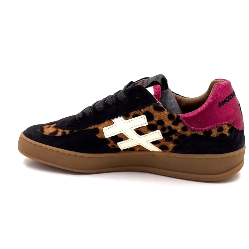 Another Trend A032 W4 A3 Zwart Leo Suede Fuchsia Leer Ivoire Chaussures
