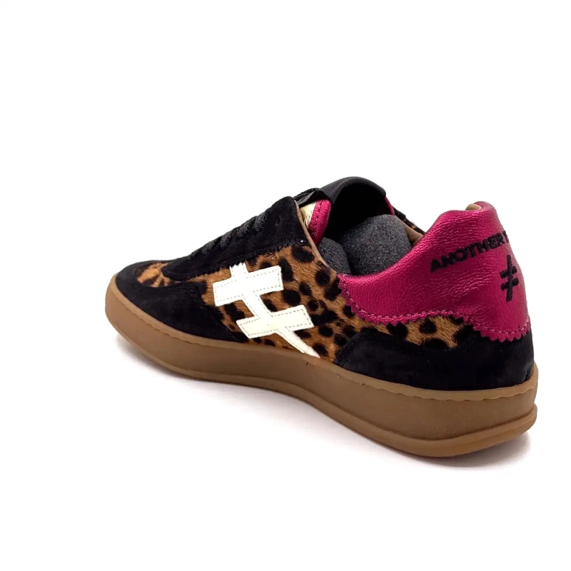 Another Trend A032 W4 A3 Zwart Leo Suede Fuchsia Leer Ivoire Chaussures