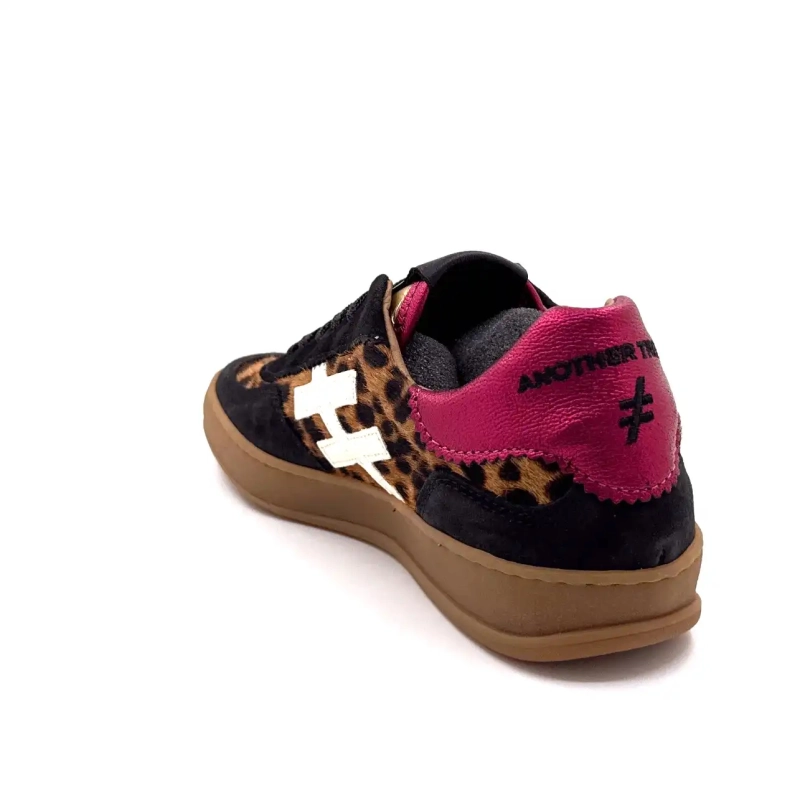 Another Trend A032 W4 A3 Μαύρο Λεοπάρ Σουέτ Φούξια Δέρμα Ivoire Chaussures