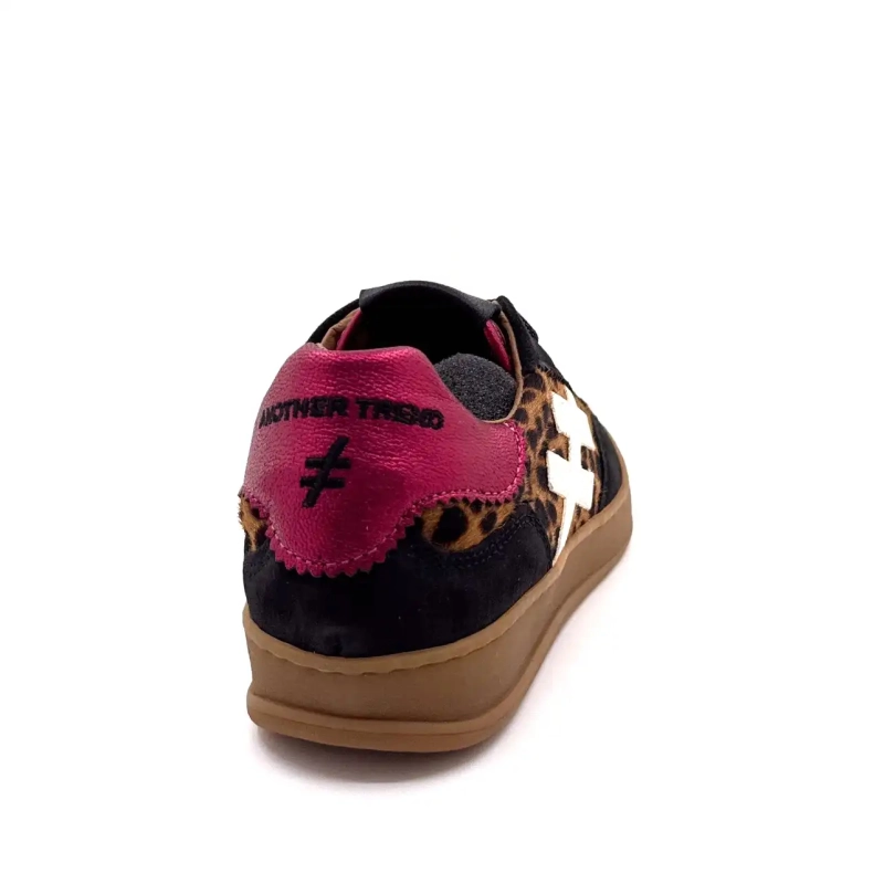 Another Trend A032 W4 A3 Schwarzes Leo-Wildleder Fuchsia Ivoire Chaussures