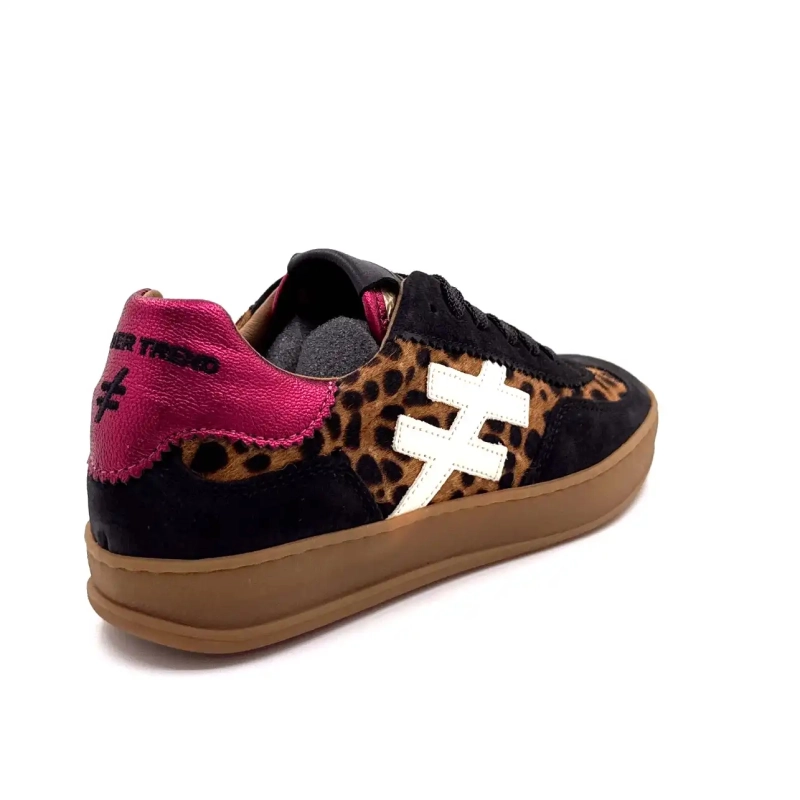 Another Trend A032 W4 A3 Zwart Leo Suede Fuchsia Leer Ivoire Chaussures