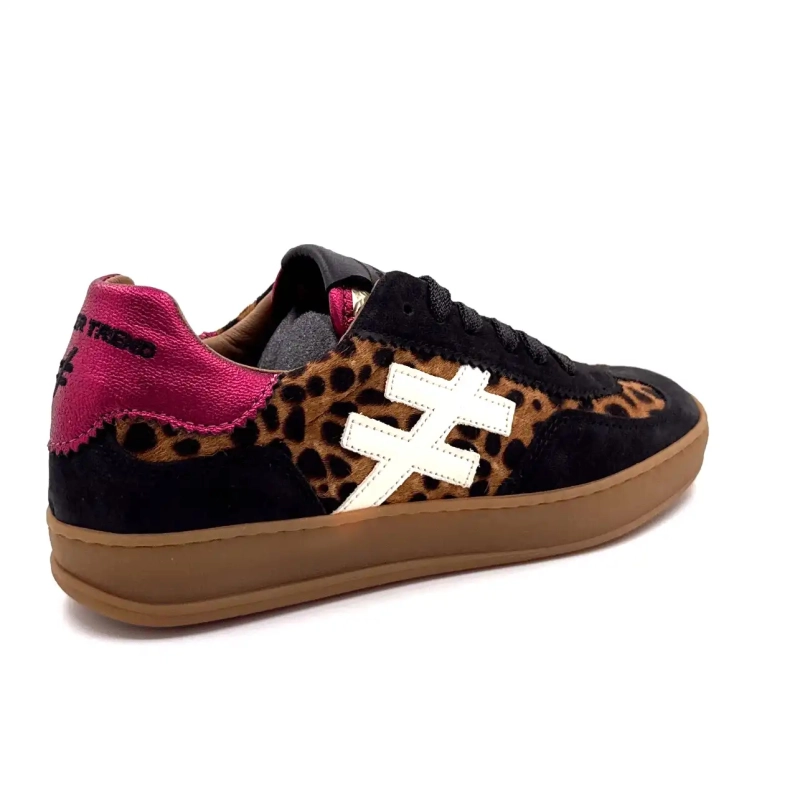 Another Trend A032 W4 A3 Schwarzes Leo-Wildleder Fuchsia Ivoire Chaussures