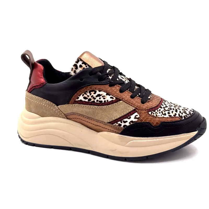 Posh Lpcharu-23poe1 Czarna skóra Beżowa czerwień i lew Ivoire Chaussures
