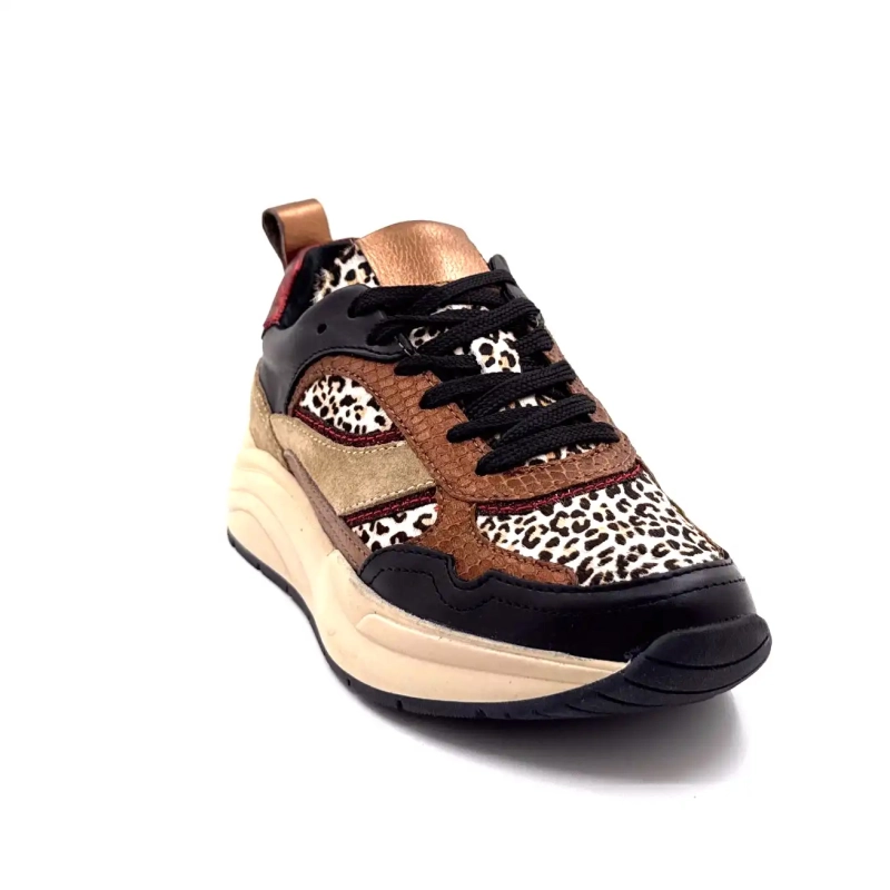 Posh Lpcharu-23poe1 Cuir Noir Beige Rouge & Léo Ivoire Chaussures