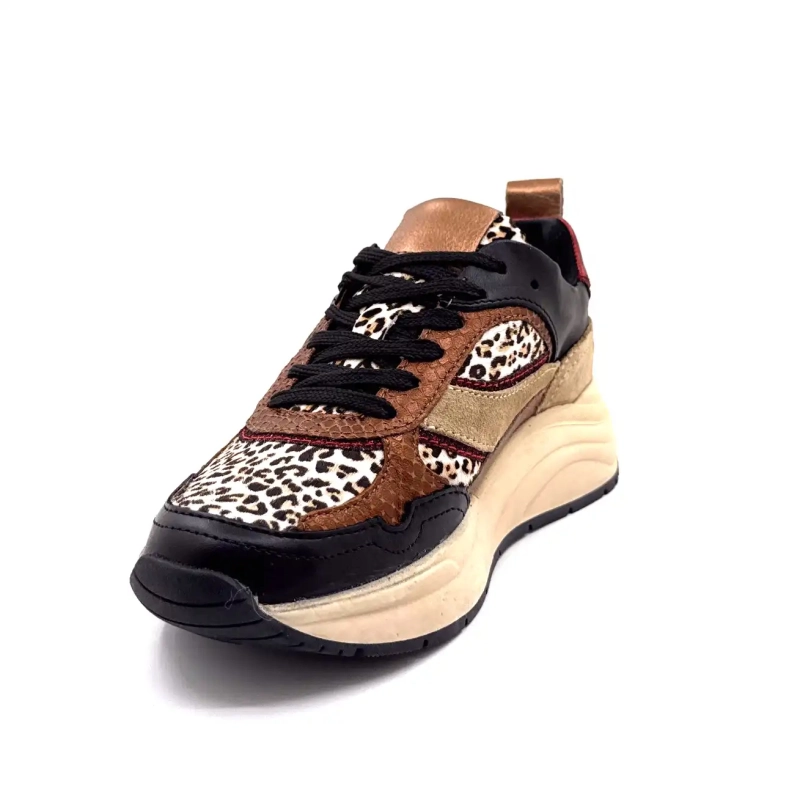 Posh Lpcharu-23poe1 Black Leather Beige Red & Leo Ivoire Chaussures