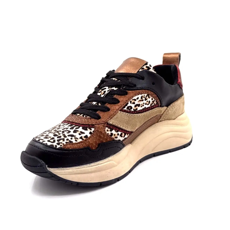 Posh Lpcharu-23poe1 Fekete Bőr Bézs Piros & Leo Ivoire Chaussures