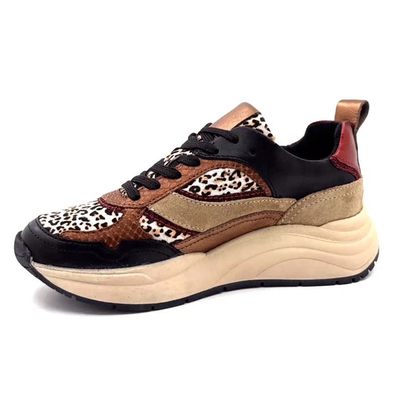 Posh Lpcharu-23poe1 Zwart Leer Beige Rood & Leo Ivoire Chaussures