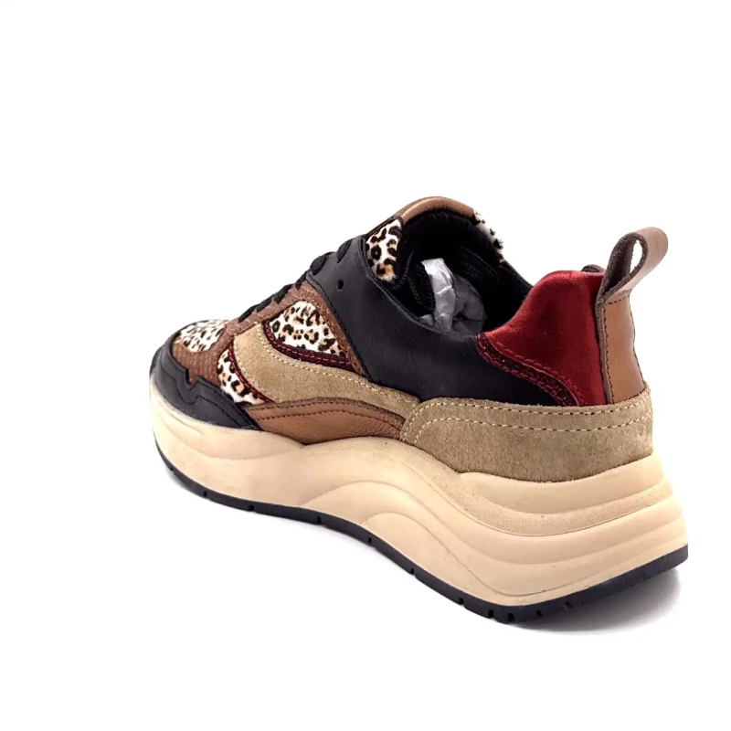 Posh Lpcharu-23poe1 Svart Skinn Beige Rød & Leo Ivoire Chaussures