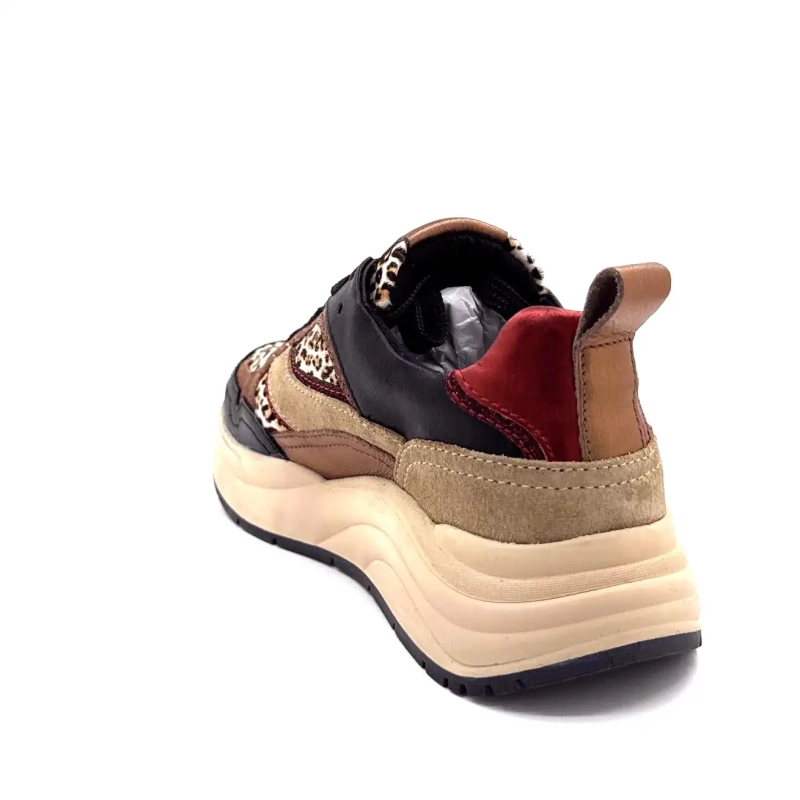 Posh Lpcharu-23poe1 Piele Neagră Bej Roșu și Leu Ivoire Chaussures
