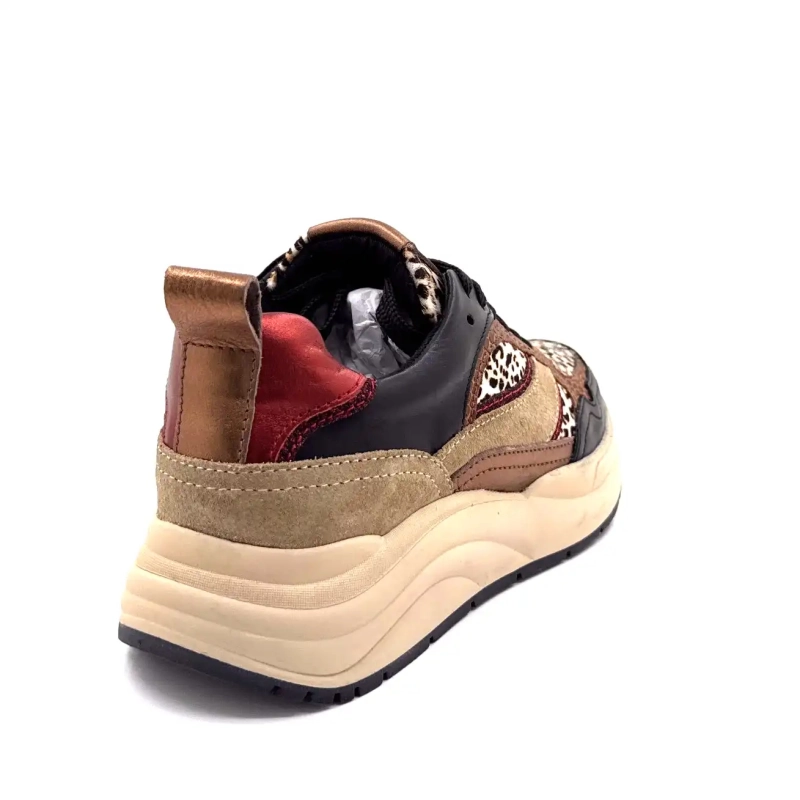 Posh Lpcharu-23poe1 Cuir Noir Beige Rouge & Léo Ivoire Chaussures