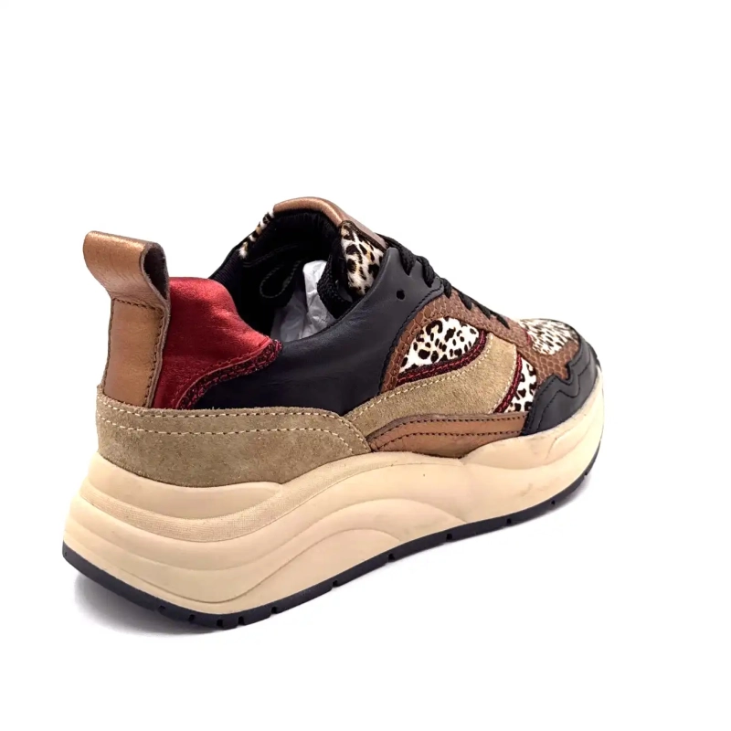 Posh Lpcharu-23poe1 Fekete Bőr Bézs Piros & Leo Ivoire Chaussures