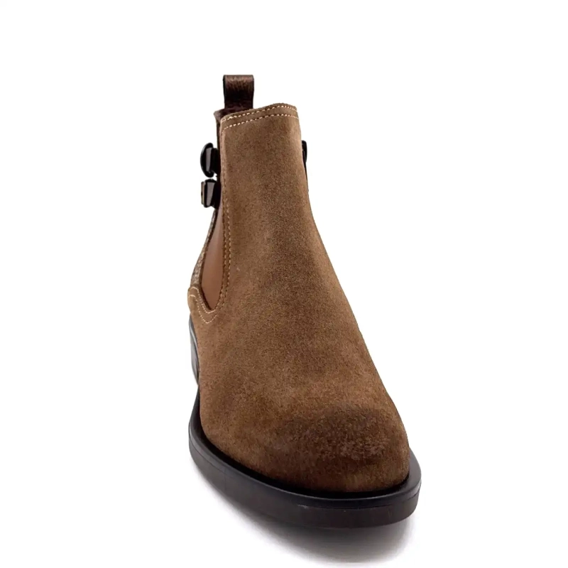 Pelle scamosciata color nocciola, rettile e bronzo, Ivoire 1845 Ivoire Chaussures