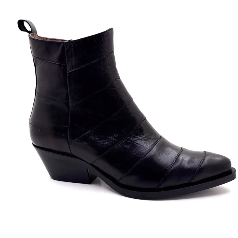 Minka Justine Black Leather Ivoire Chaussures