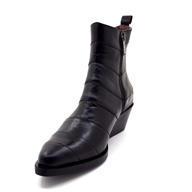 Minka Justine Schwarzes Leder Ivoire Chaussures