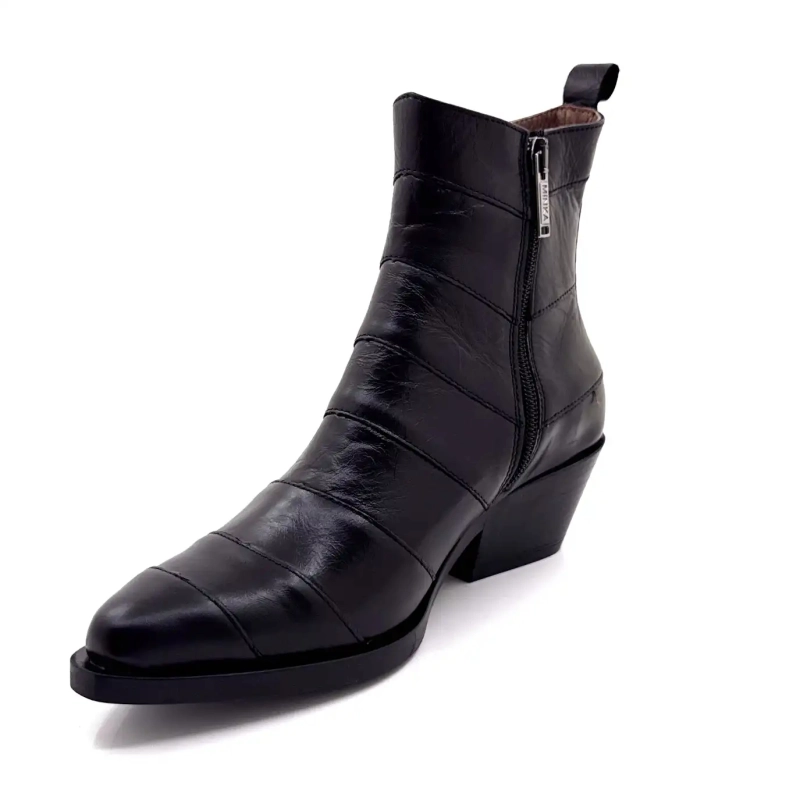 Minka Justine Black Leather Ivoire Chaussures