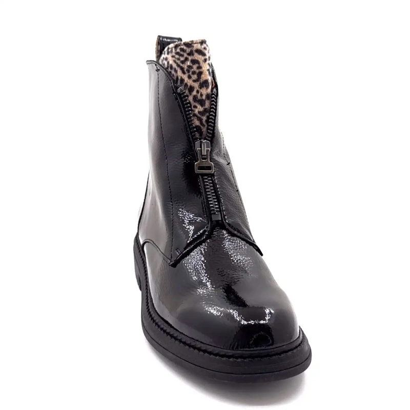 Ivoire Cv 6409 Μαύρο & Λεοπάρ Δέρμα Λουστρίνι Ivoire Chaussures