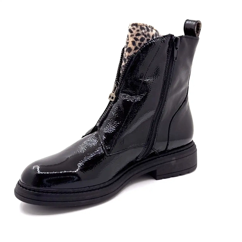 Ivoire CV 6409 Piele lăcuită neagră și leu Ivoire Chaussures