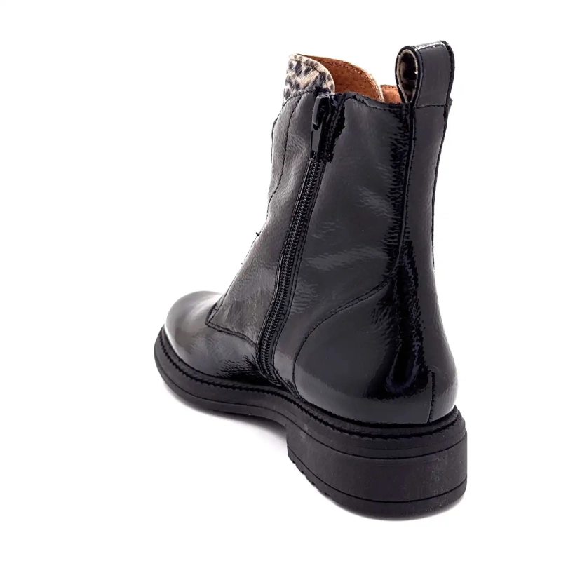 Ivoire Cv 6409 Μαύρο & Λεοπάρ Δέρμα Λουστρίνι Ivoire Chaussures