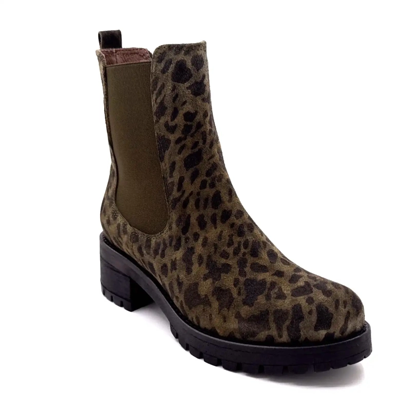 Minka Jury Suede Leo Khaki Ivoire Chaussures