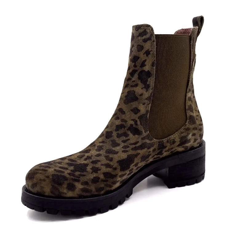 Minka Jury Suede Leo Khaki Ivoire Chaussures